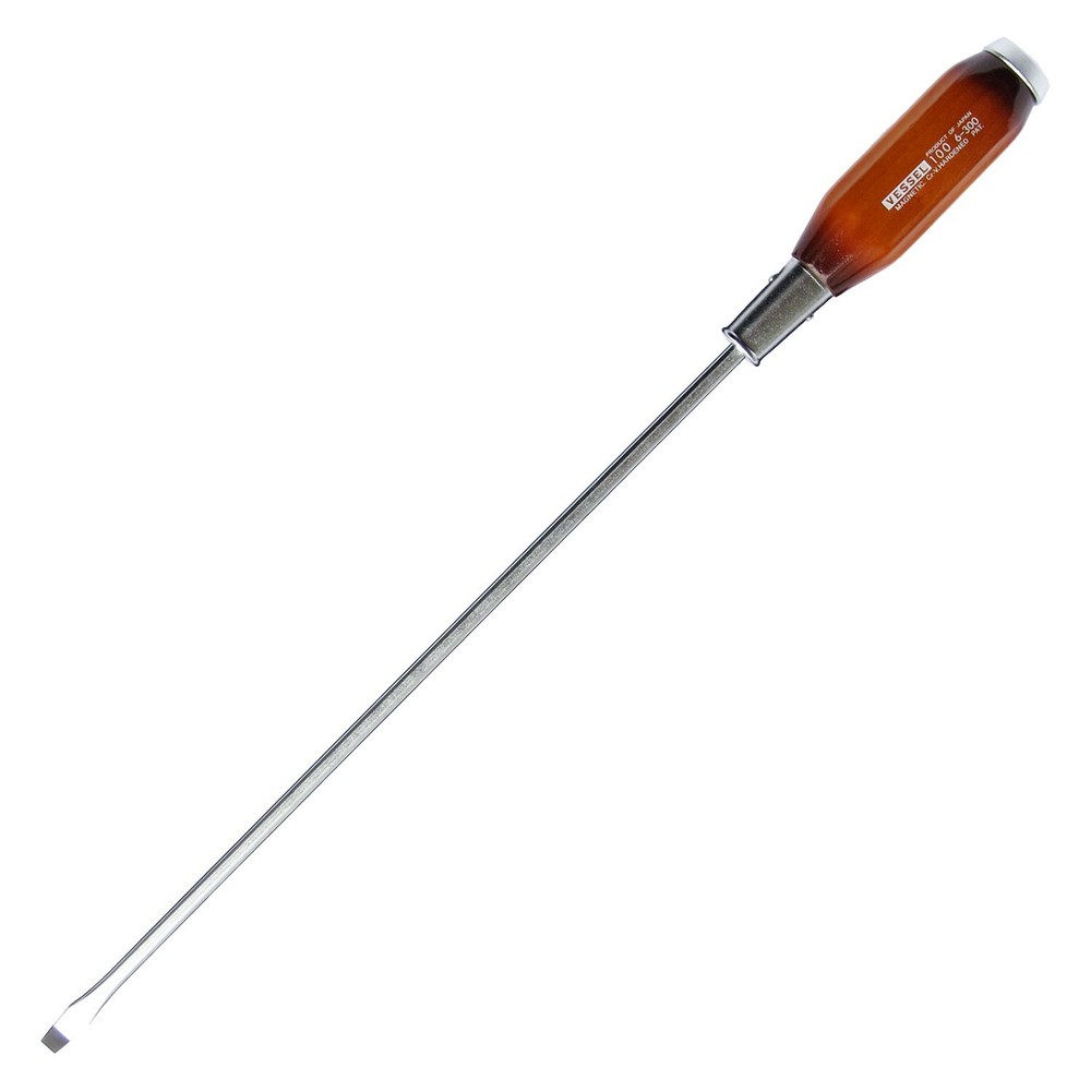 VESSEL Wooden Handle Long Shaft Penetrating Driver 6x300mm 100mm Powerful