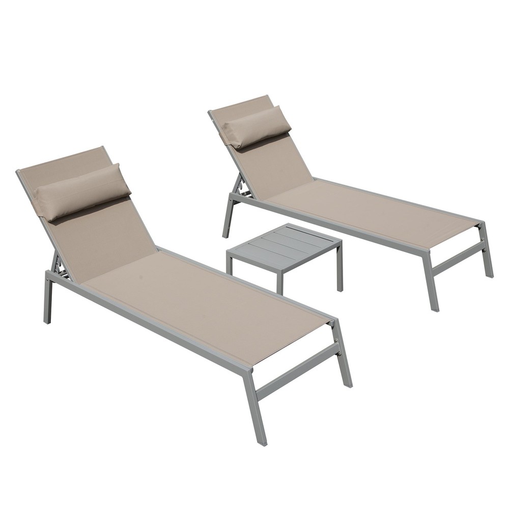 3-Piece Aluminum Patio Chaise Lounge Set for Outdoor Comfort
