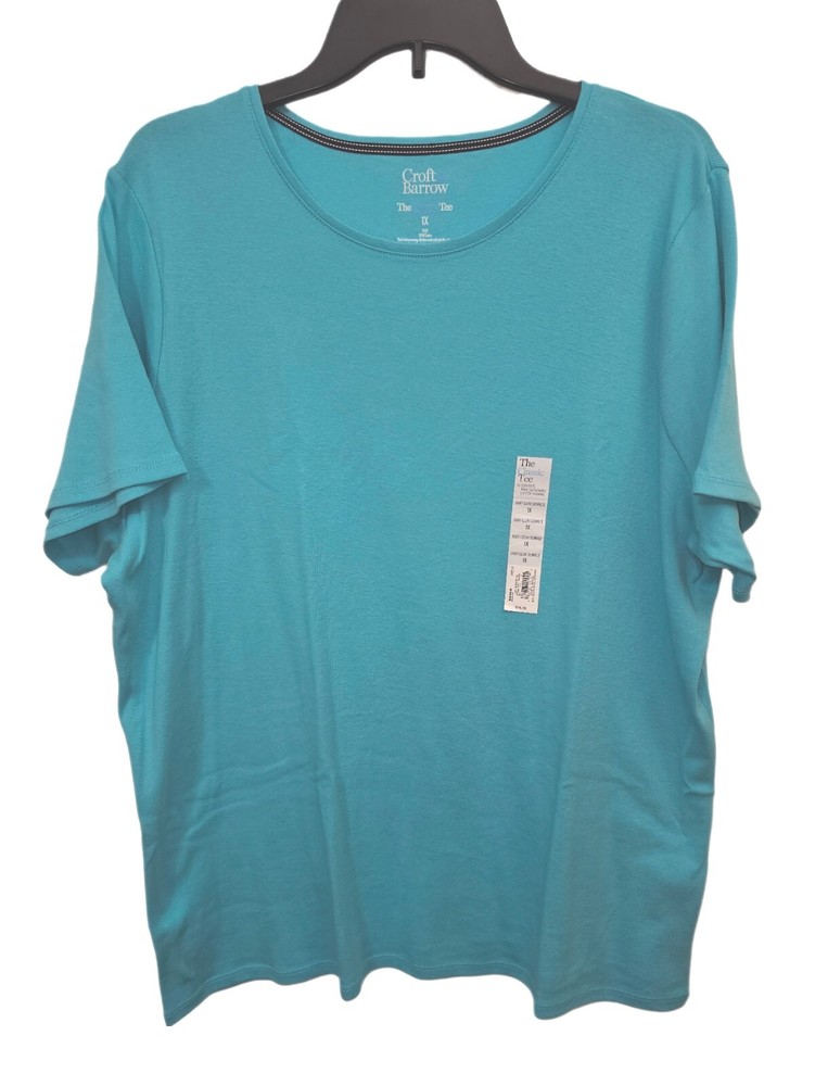 Croft & Barrow Light Blue Short Sleeve Crew Neck Classic Tee Women's Size 1X