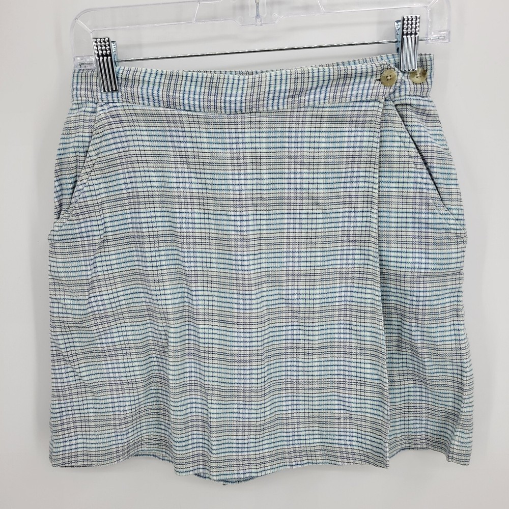 Columbia Women's 8 Blue White Plaid Wrap Front Golf Tennis Skort