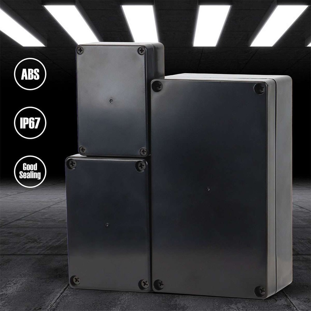 Waterproof Plastic Project Box ABS IP65 Electrical Junction Box Enclosure Black-image