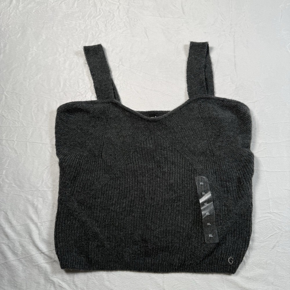 GUESS Serena Sweater Knit Tank Top Womens XL Soft Ribbed Gray NWT MSRP $59