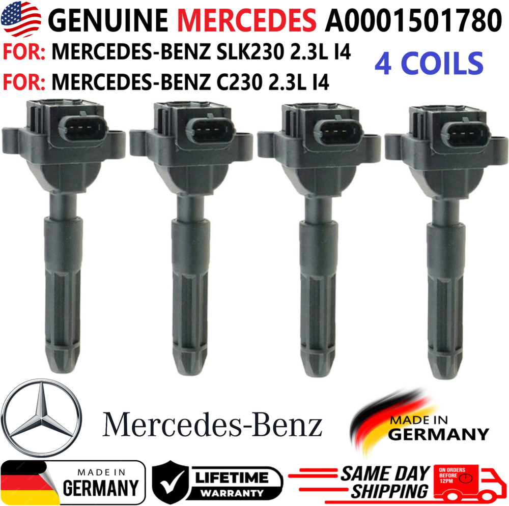 GENUINE BERU x4 Ignition Coils For 2001-2004 Mercedes-Benz SLK230 C230 2.3L I4