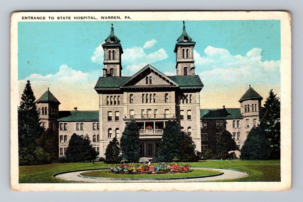 Warren PA-Pennsylvania, Entrance To State Hospital, Asylum, Vintage Postcard PC