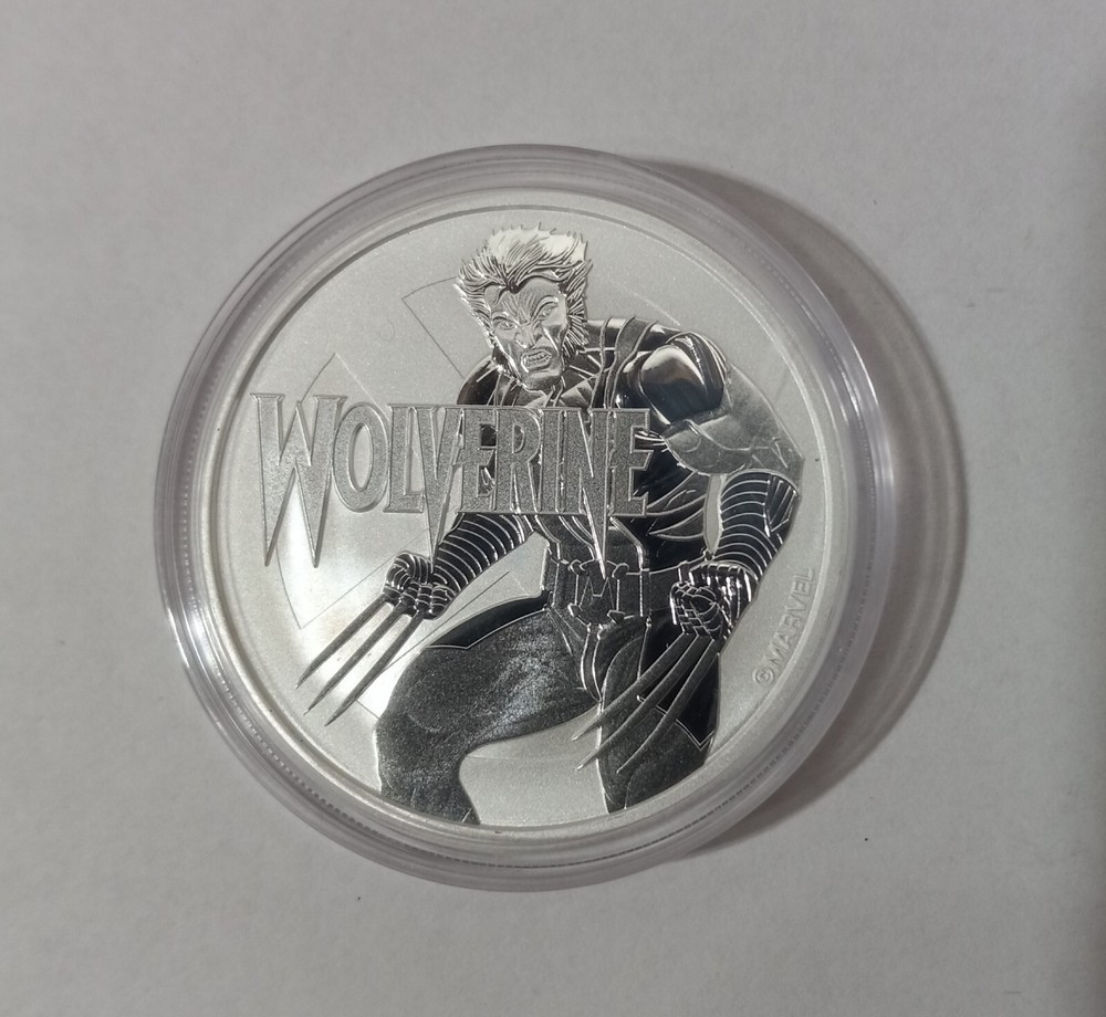 2021 Tuvalu Marvel Series, Wolverine, 1 oz .9999 Fine Silver Coin In Capsule