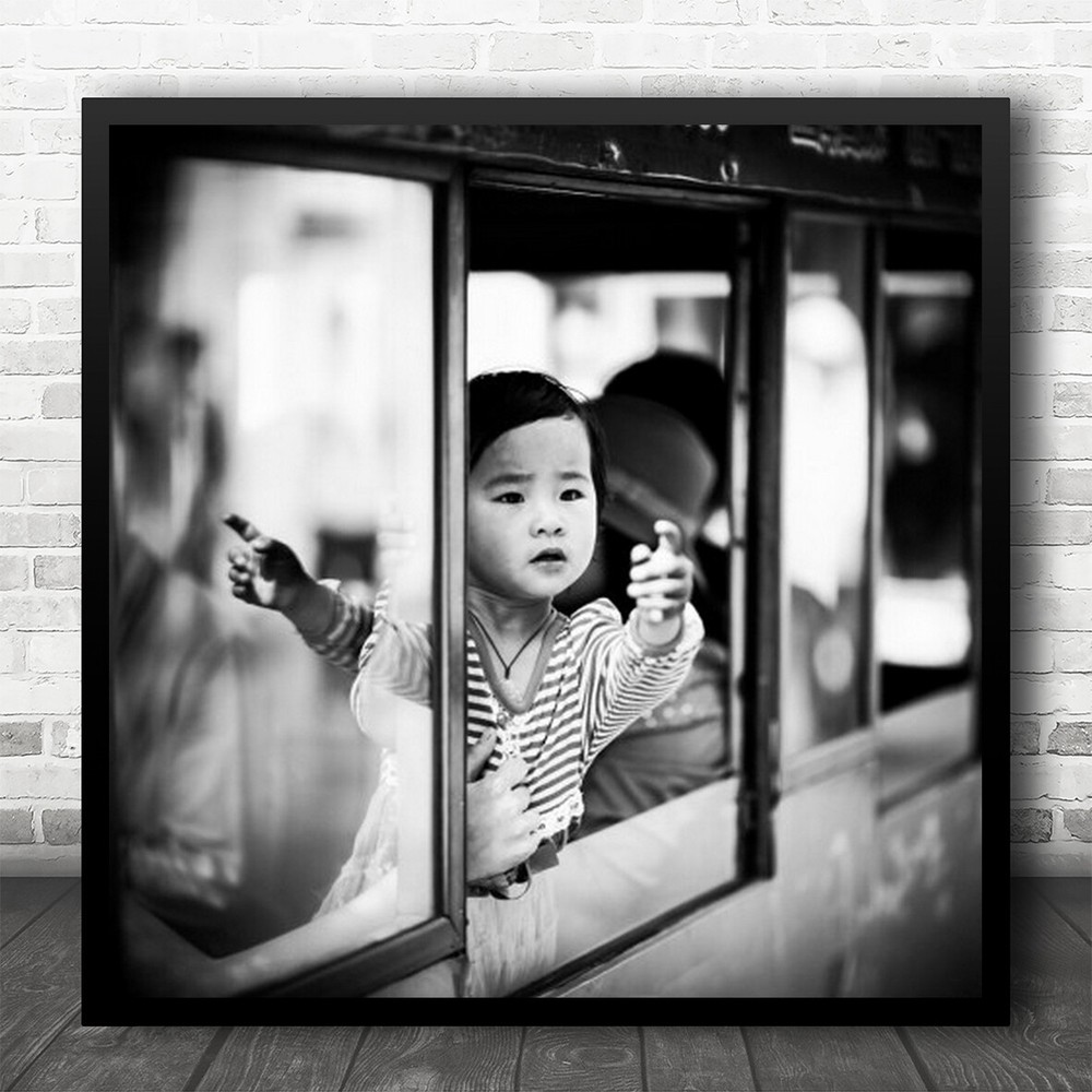 Street Child Girl Hand Window Reflection Train China Shanghai Wall Art Print