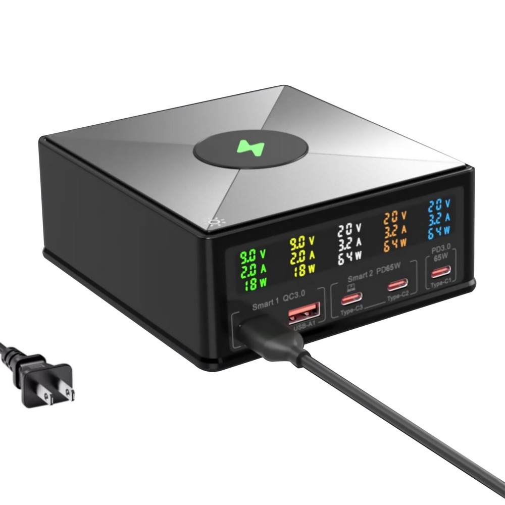 65W USB-C Fast Charger with Wireless Charging Station – QC3.0 PD Compatible iPhone