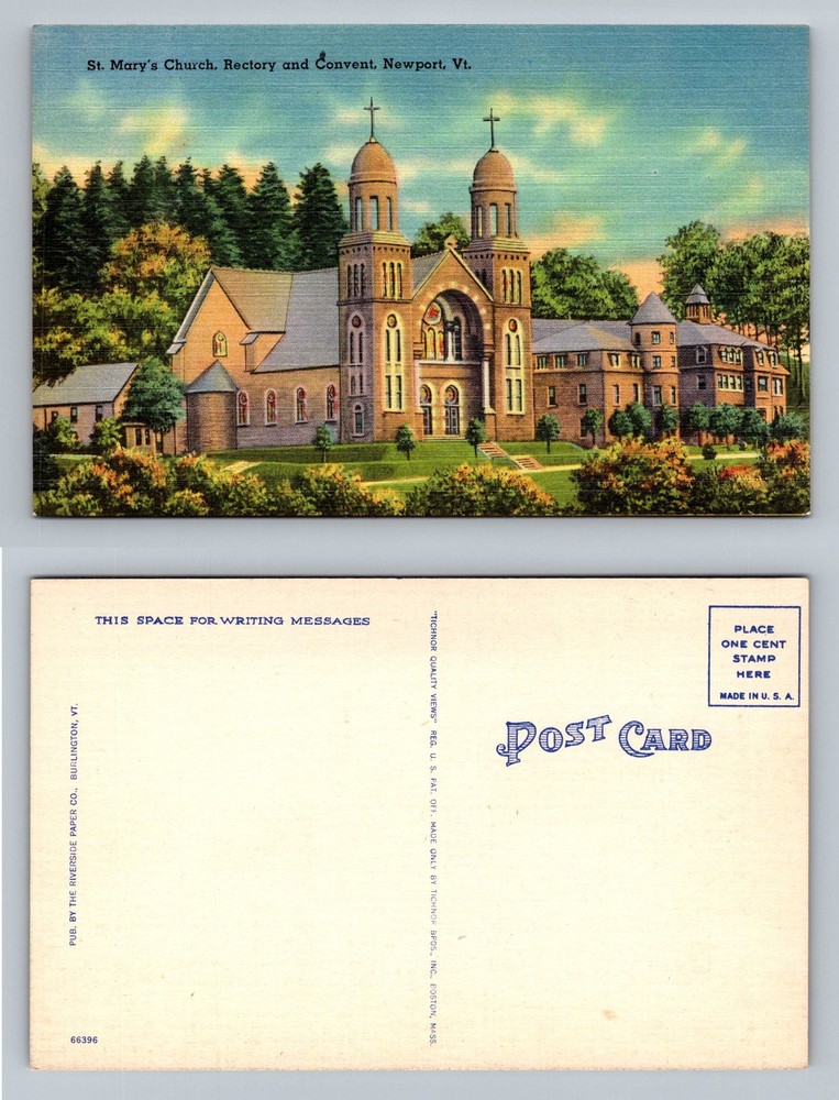 Newport, VT-Vermont, St Mary's Church, Rectory And Convent Vintage Postcard