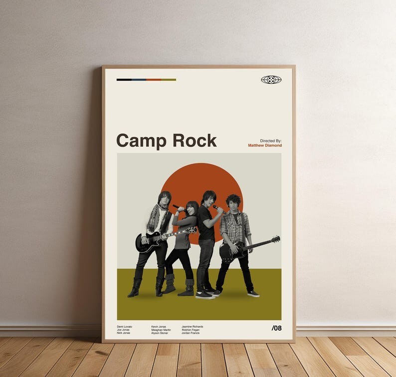 Camp Rock Movie Poster Minimalist Midcentury Wall Art Print