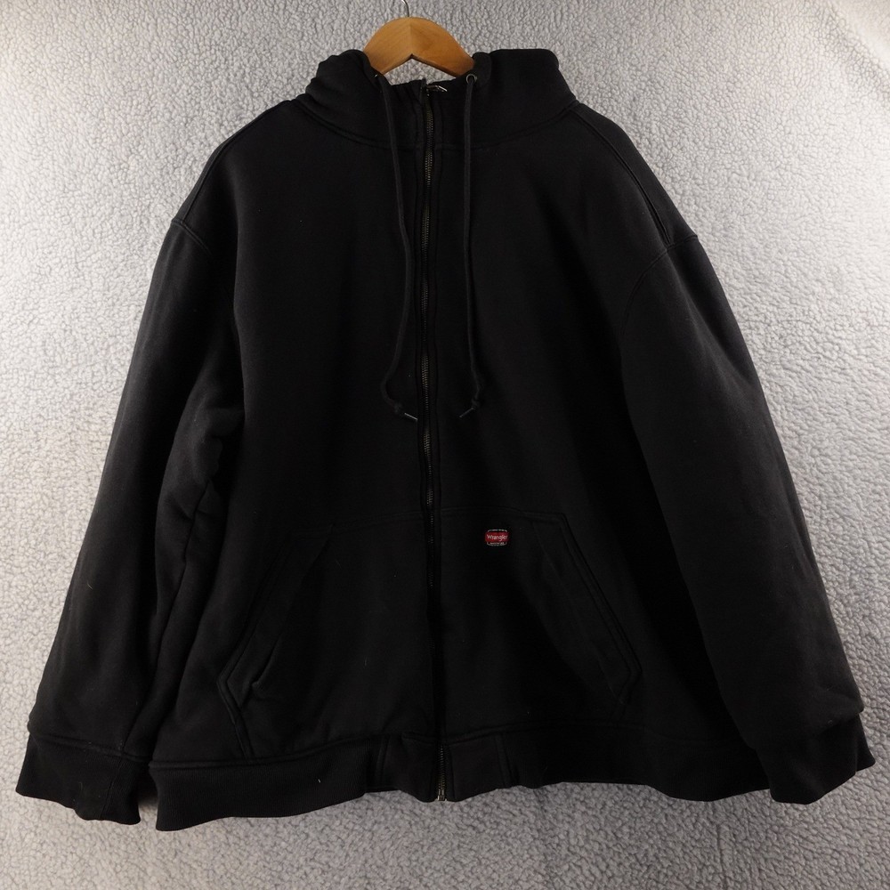 Wrangler Workwear Sherpa Lined Full Zip Hoodie Black Mens 2XL Outdoor Heavy