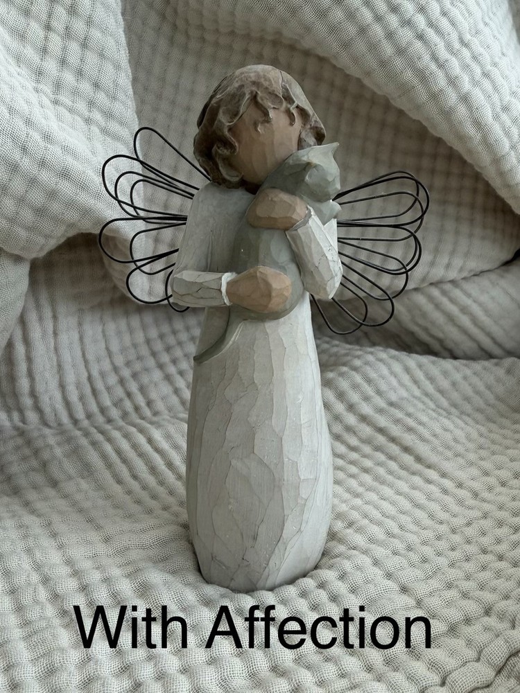 Willow Tree With Affection Angel Figurine Holding Heart Freestanding Gray White