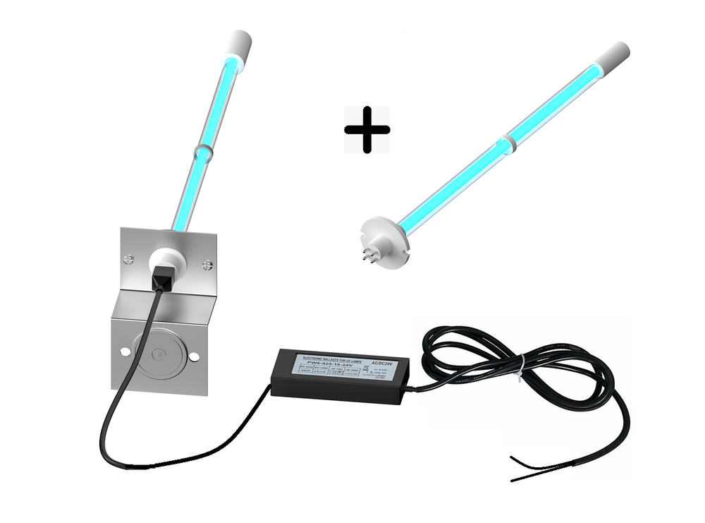 24VAC UV LIGHT AIR PURIFIER FOR AC HVAC COIL + TWO 14″ BULBS - Breath Clean Air!-image