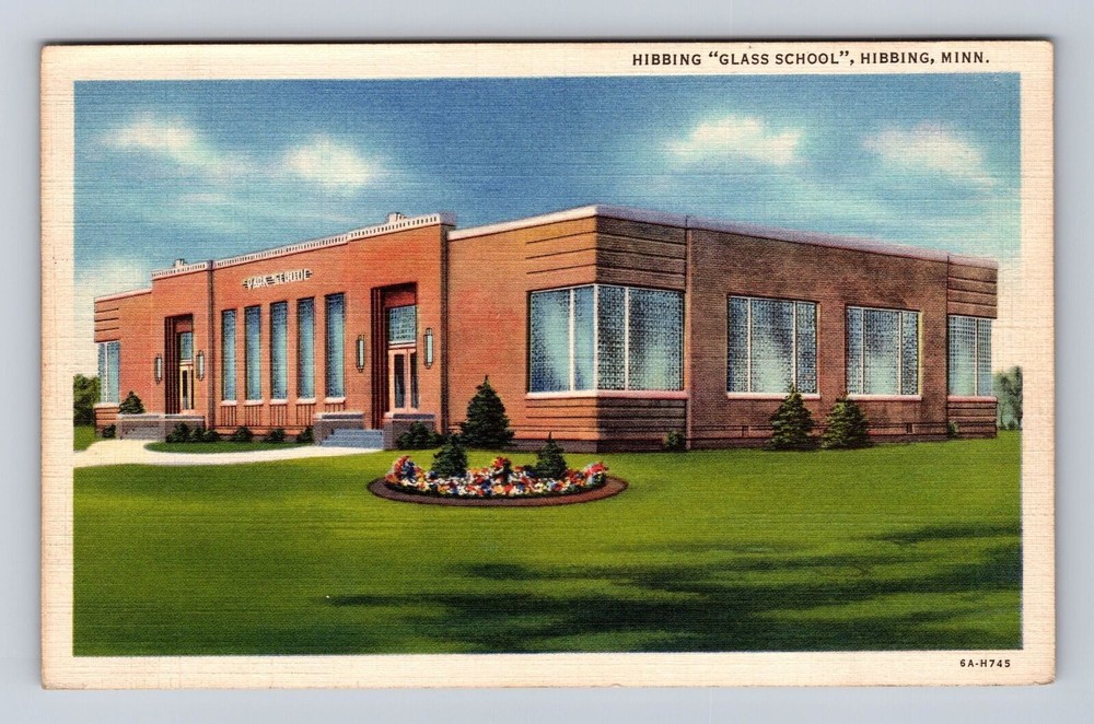 Hibbing MN-Minnesota, Hibbing Glass School, Antique, Vintage Souvenir Postcard