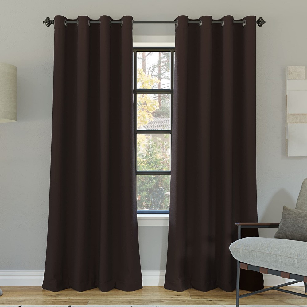 Nordic 2-Pack Cocoa Brown Blackout Curtains 52x63 Inches for Light Blocking
