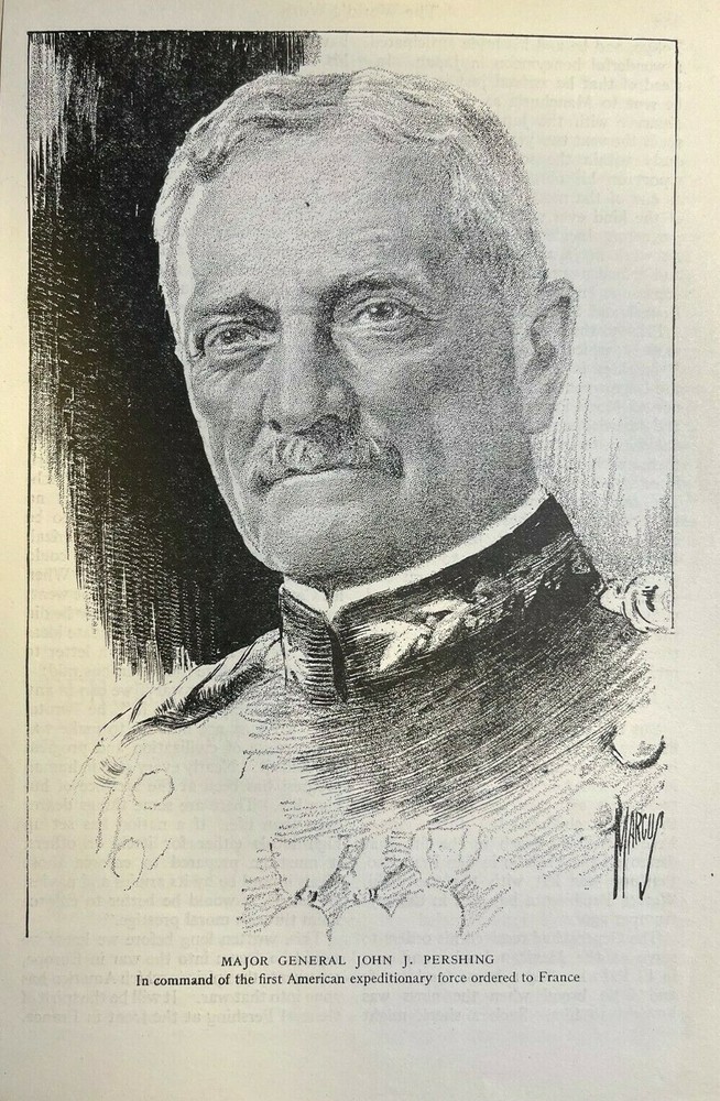1917 Vintage Magazine Illustration Major General John J. Pershing