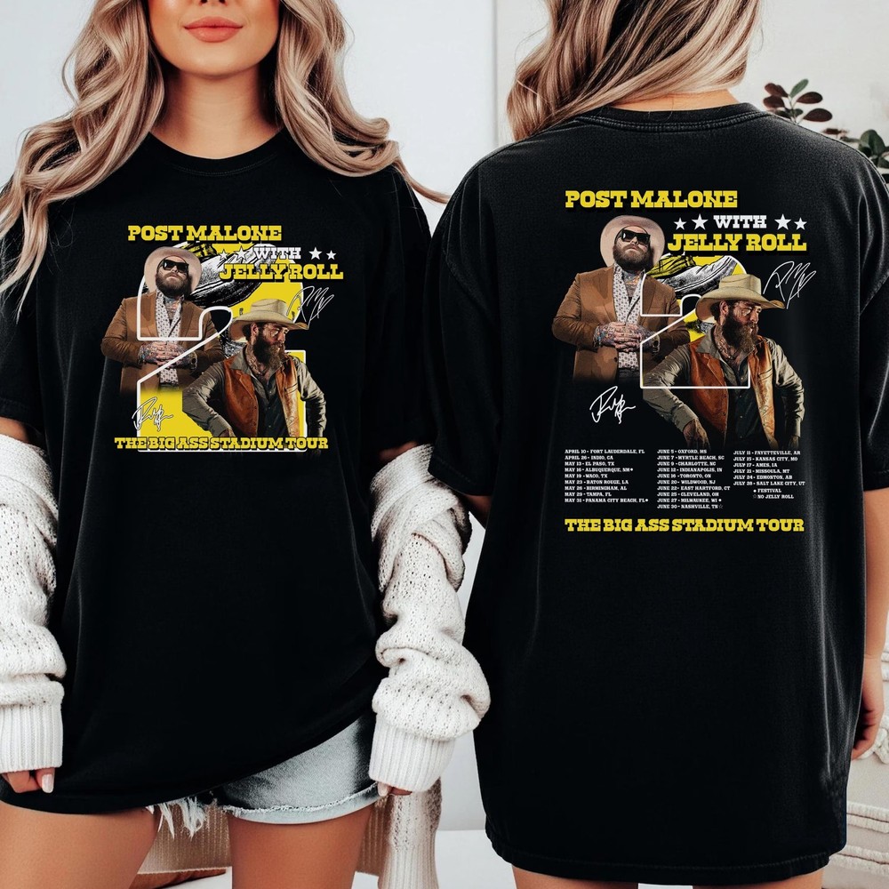 Post Malone Jelly Roll Stadium Tour Shirt, Country Music Merch 2026 T-Shirt