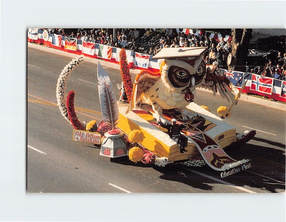 Postcard Odd Fellows & Rebekahs Float Rose Parade Pasadena California USA