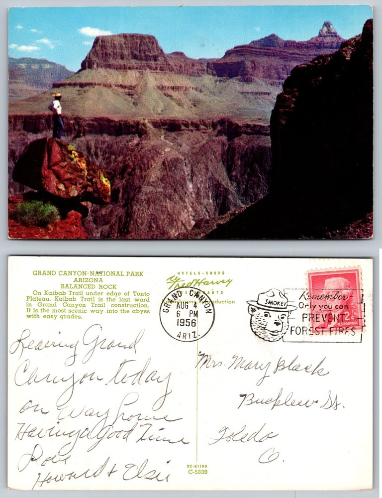 Grand Canyon National Park Arizona Rock Overlook Postcard