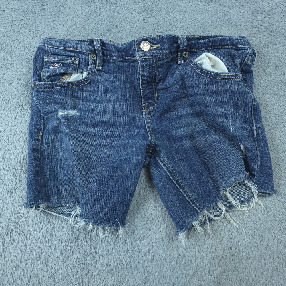 Hollister Shorts Womens 27 Blue Denim Distressed Cutoff Raw Hem So Cal Stretch
