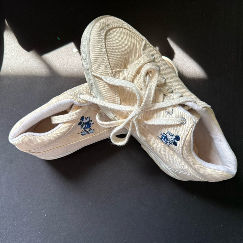 Disney Mickey Mouse Women’S Canvas Sneakers White Lace Up Casual Shoes Size