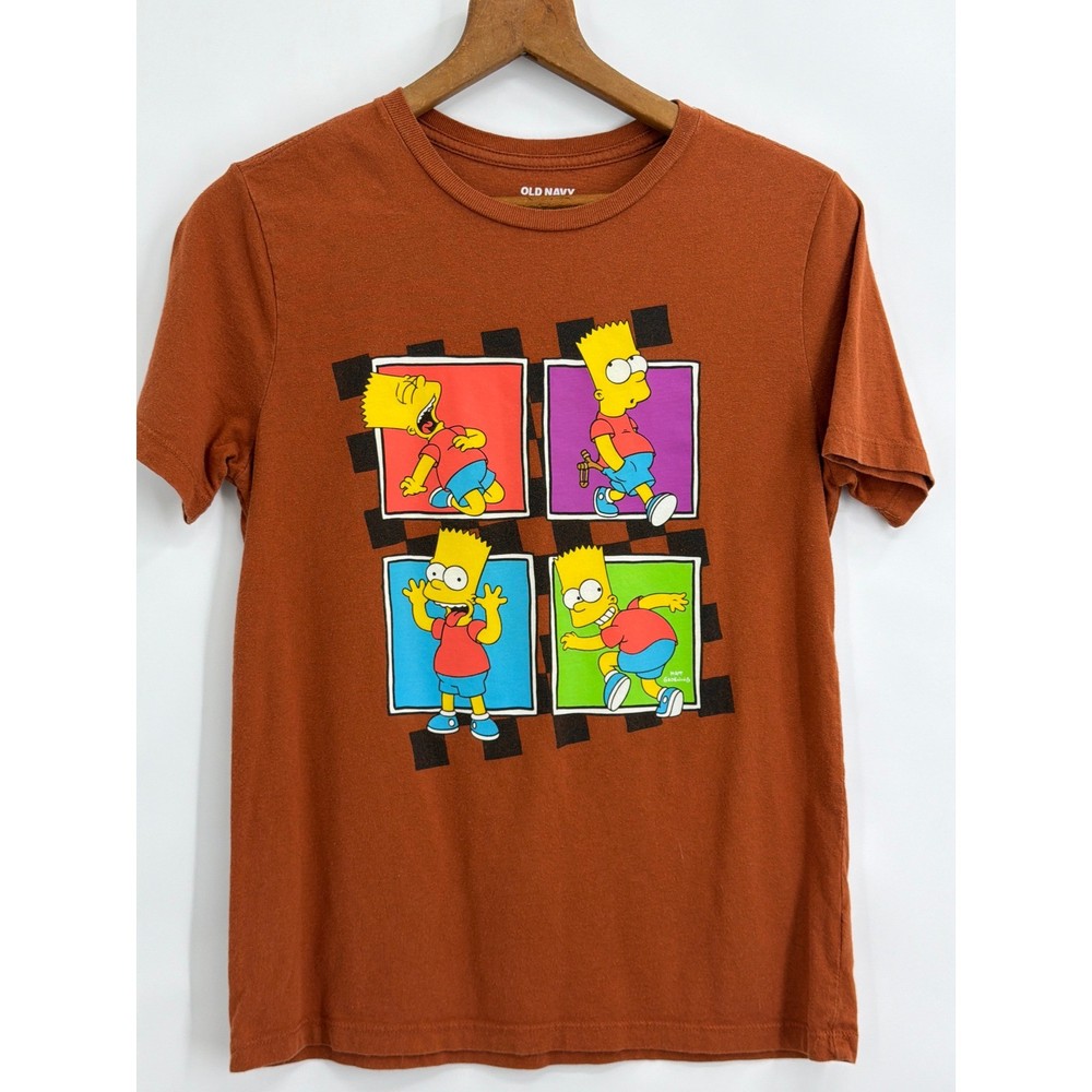 Old Navy The Simpsons Bart Simpson Graphic Tee Rust Orange Boys XL 14-16 Shirt