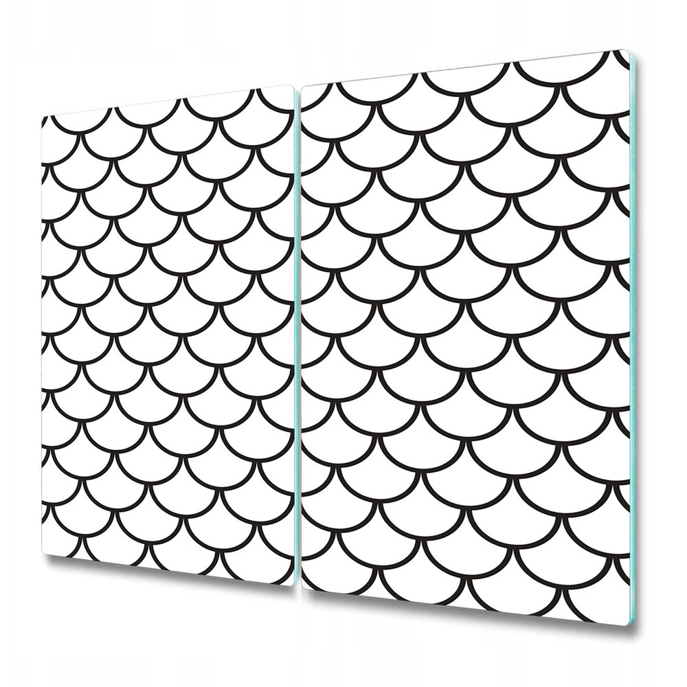 Glass Kitchen Chopping Board Minimalistic fish scales black & white 2x30x52