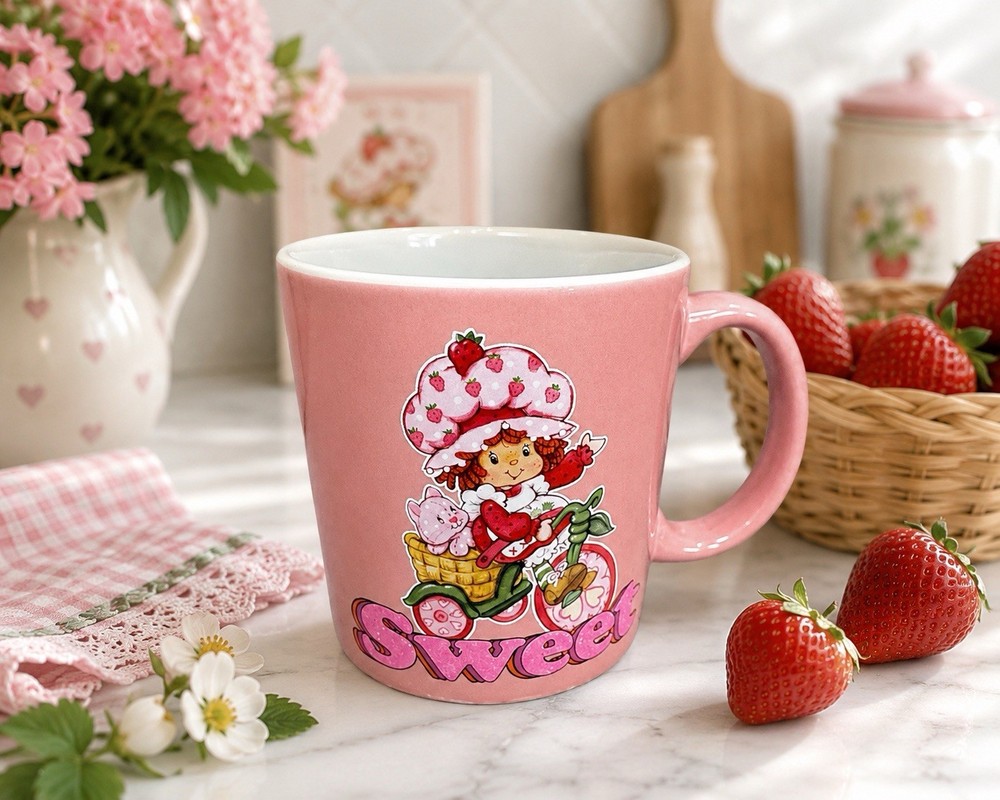 Strawberry Shortcake Sweet Pink Coffee Mug Cup Vintage Cartoon Collectible