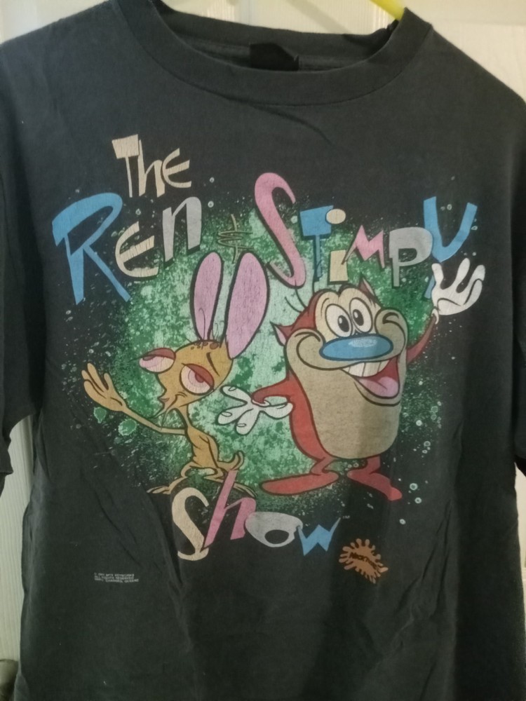VINTAGE 90S REN & STIMPY NICKTOONS TEE SHIRT SIZEXL has paint splatter from work
