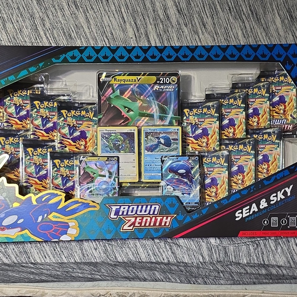 Pokémon TCG Crown Zenith Sea & Sky Premium Collection Box Booster Promo Rayquaza