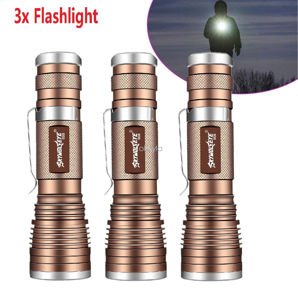 3 Pack Super Bright Mini LED Flashlight Portable Work Light Torch Flashlights