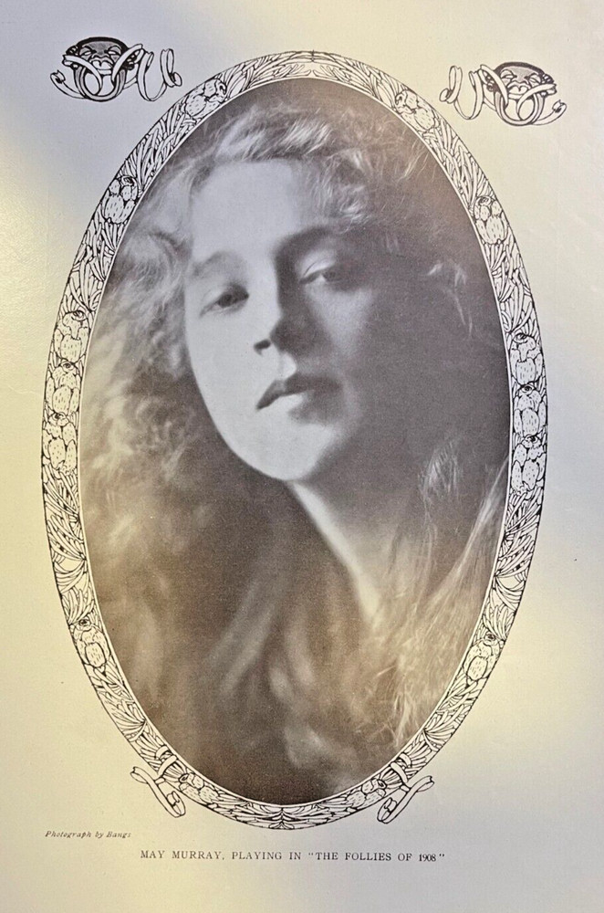 1909 Vintage Magazine Illustration Actress May Murray