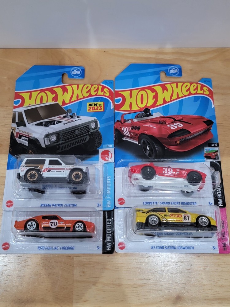 Hot Wheels 2023 KROGER Nissan Patrol Firebird Corvette Ford Sierra Cosworth Set