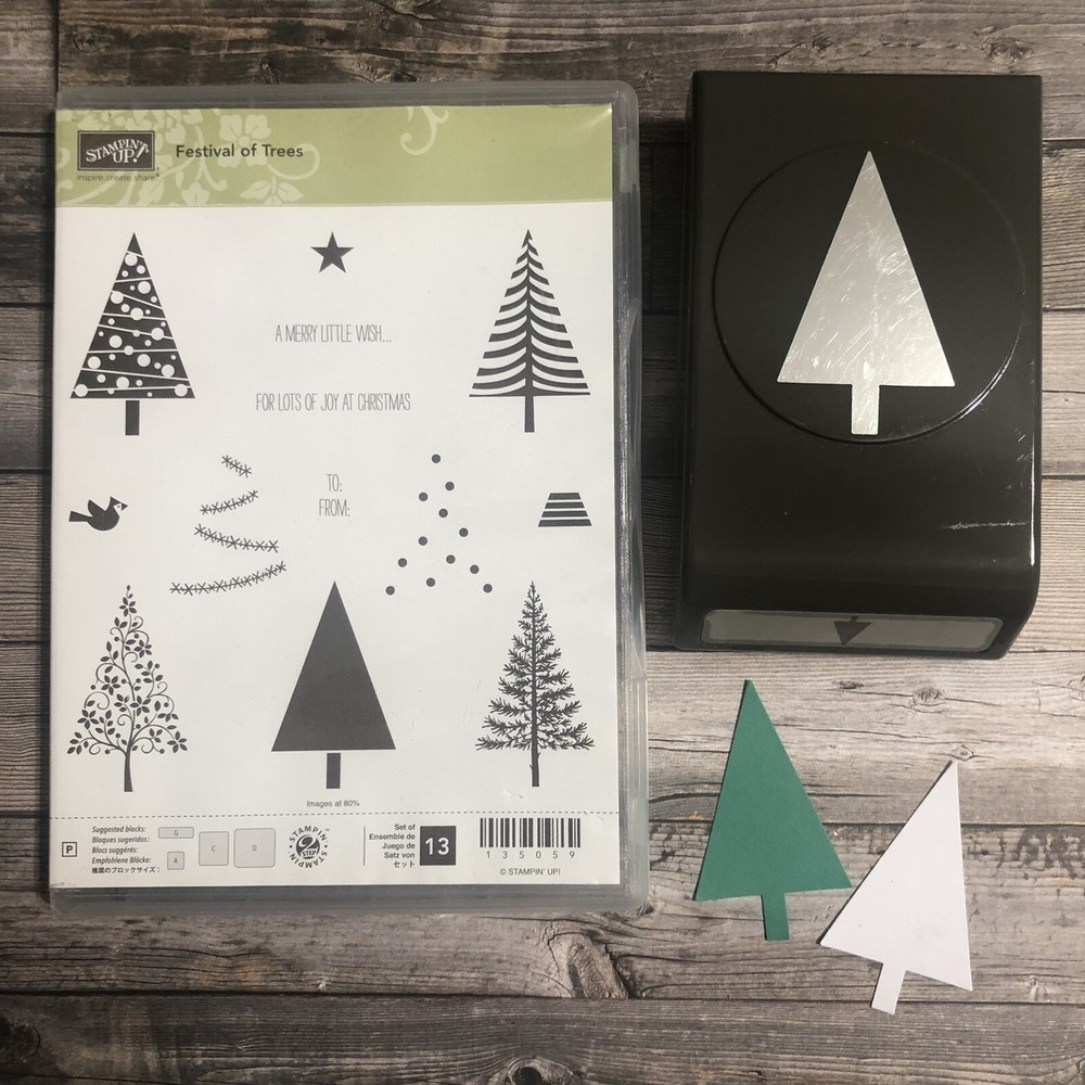 Stampin Up FESTIVAL OF TREES Stamp Set & TREE Punch Christmas Forest Nature
