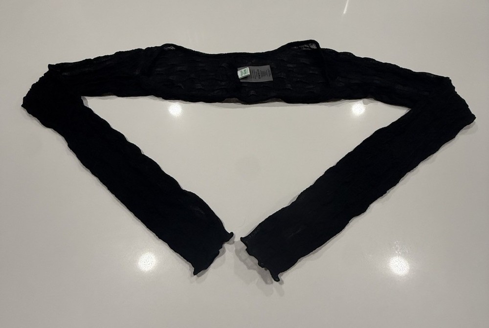 Second Skin By Find Me Now Black Sheer Shrug Bolero Mesh Stretch Size Small NWOT
