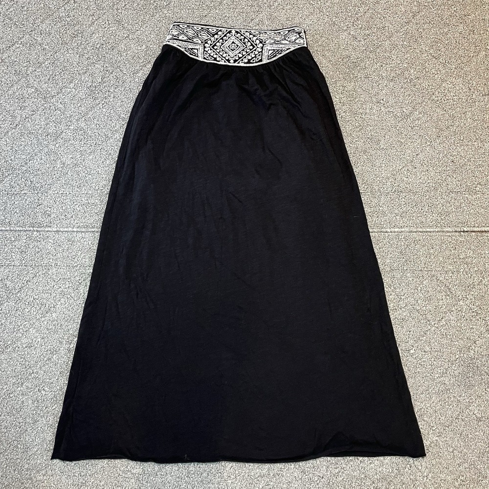 American Eagle Outfitters Black Aztec Maxi Skirt Womens Size XXS Black