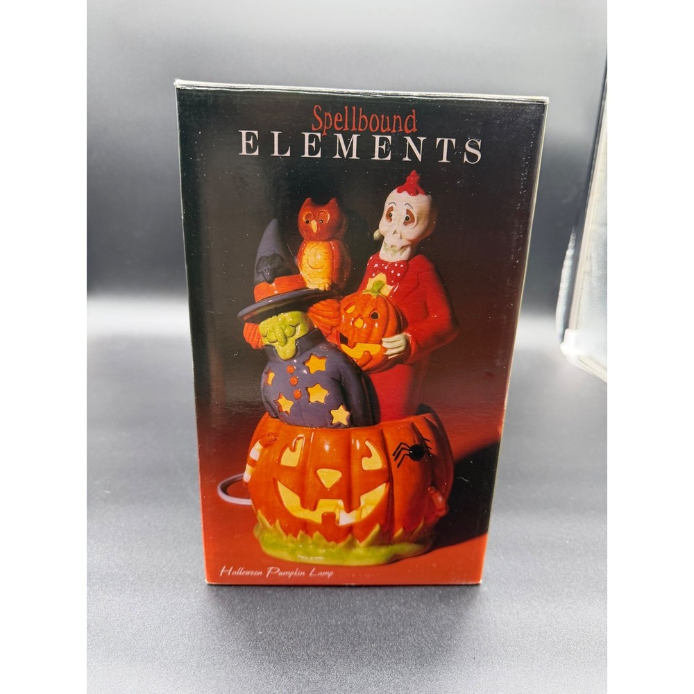 Spellbound Elements Halloween Pumpkin Lamp Ceramic Witch SkeletonOwl Light Decor