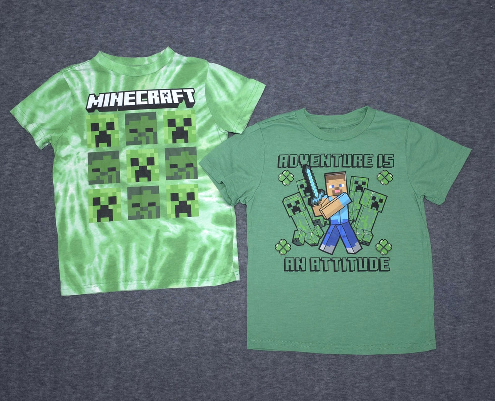 Minecraft Boys T Shirt Lot XS Green Creeper Steve Mojang Studios