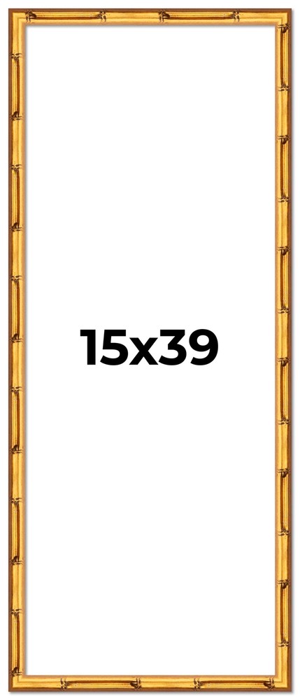 15x39 Frame Gold Bamboo Solid Wood Picture Frame | 1 Inch Moulding Width | Inter