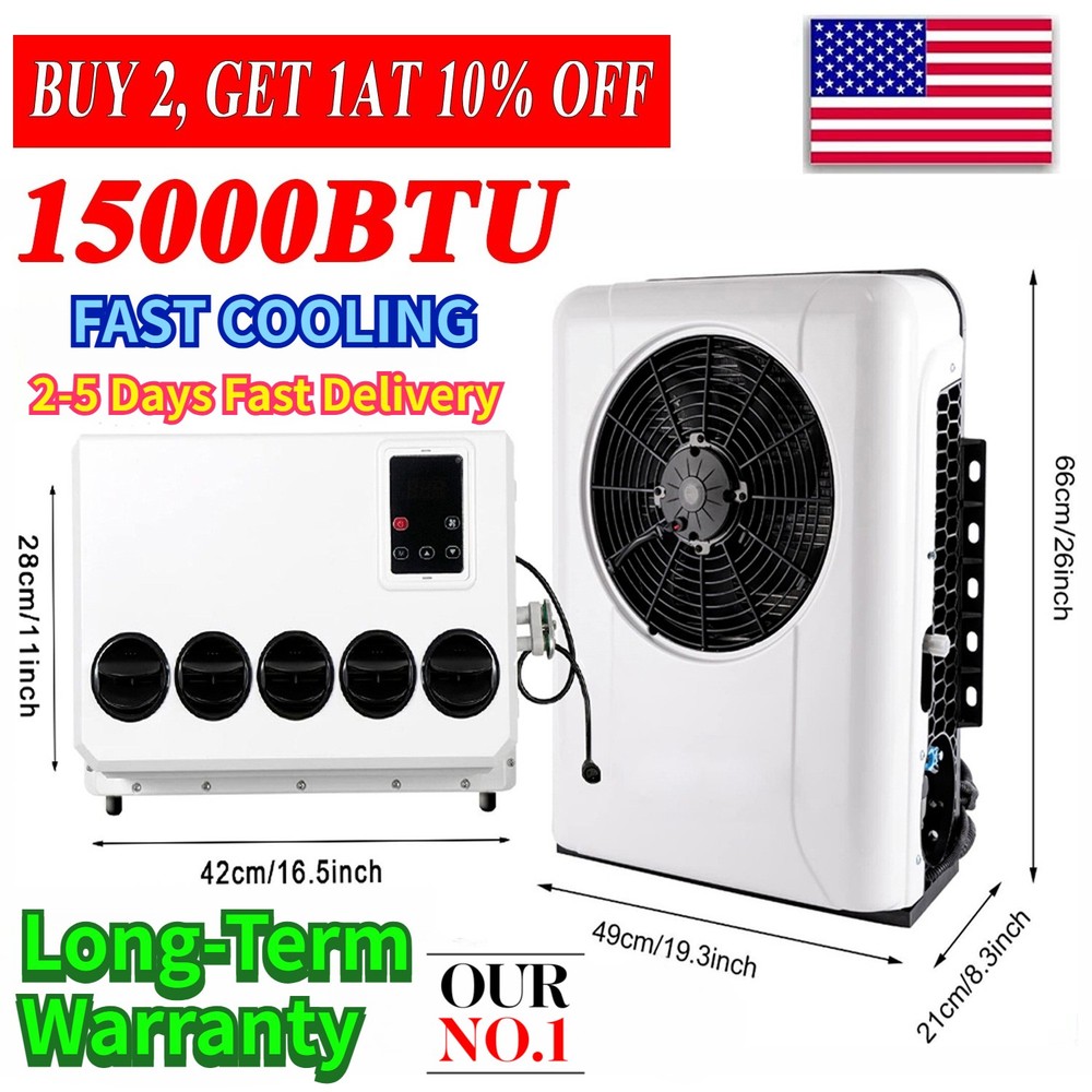 12V Split 15000 BTU Truck Cab Air Conditioner AC Fits Semi Trucks RV Caravan Bus✅Good Quality ✅1 Day Ship ✅100% Brand New ✅Fast Cooling