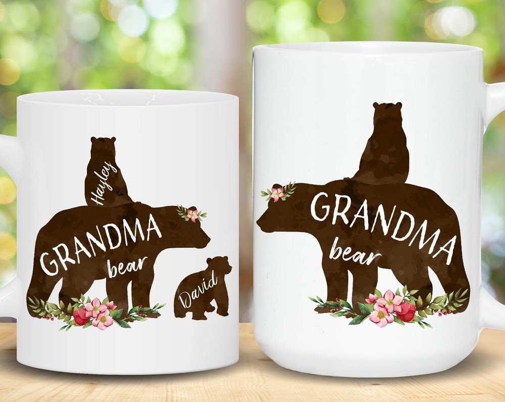 Grandma Bear Mug Grandma Bear With Cubs Coffee Mug Personalized Bear Family Mug