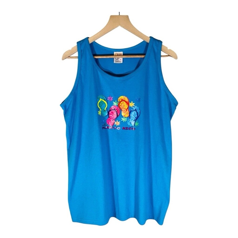 Millennium Sport Womens Tank Top L Large Blue Multicolor Puerto Rico Casual