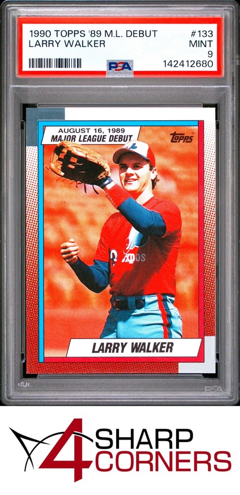 1990 Topps '89 M.l. Debut #133 Larry Walker Rc Expos Hof Psa 9Set builders paradise - improve your registry!