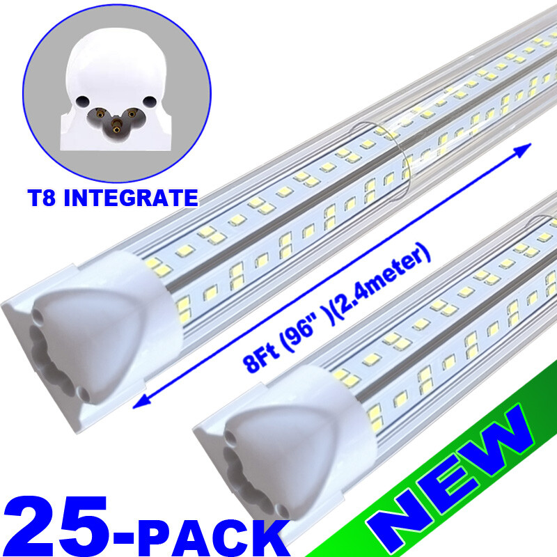 8Ft LED Shop Light 144W 4 Row 96 Inch Cooler Door Freezer LED Tube Fixture 25/PC