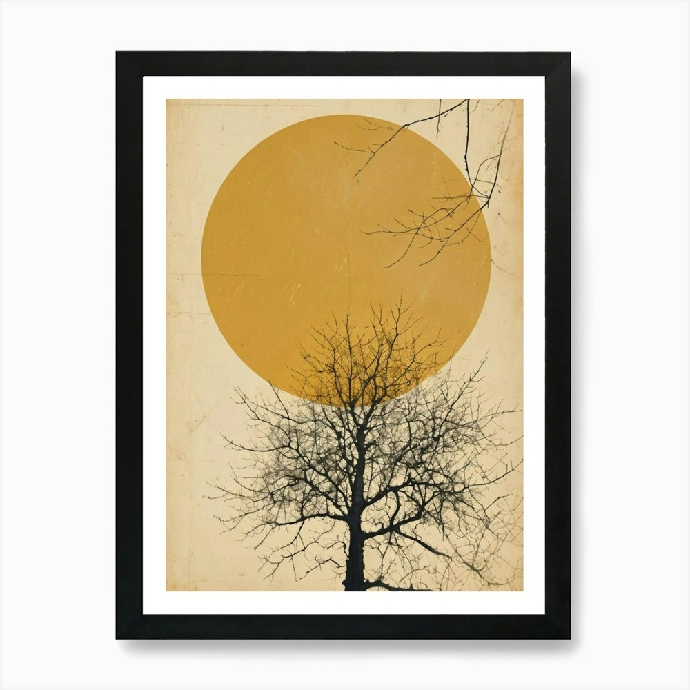 Winter Morning With Tree In The Sun Framed Wall Art Poster Canvas Print Picture