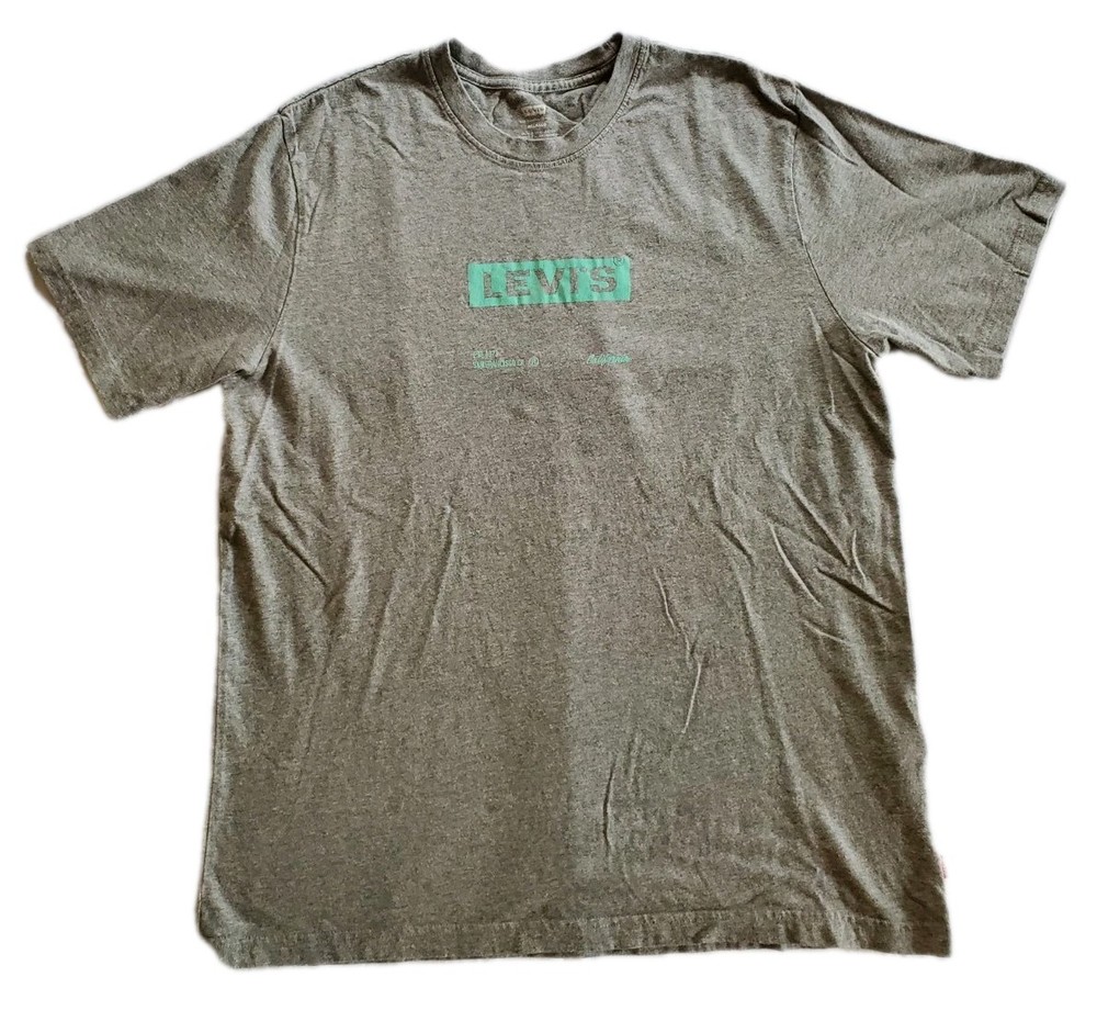 Levi's Men's Gray Graphic Logo T-Shirt Relaxed Fit Crew Neck M Cotton