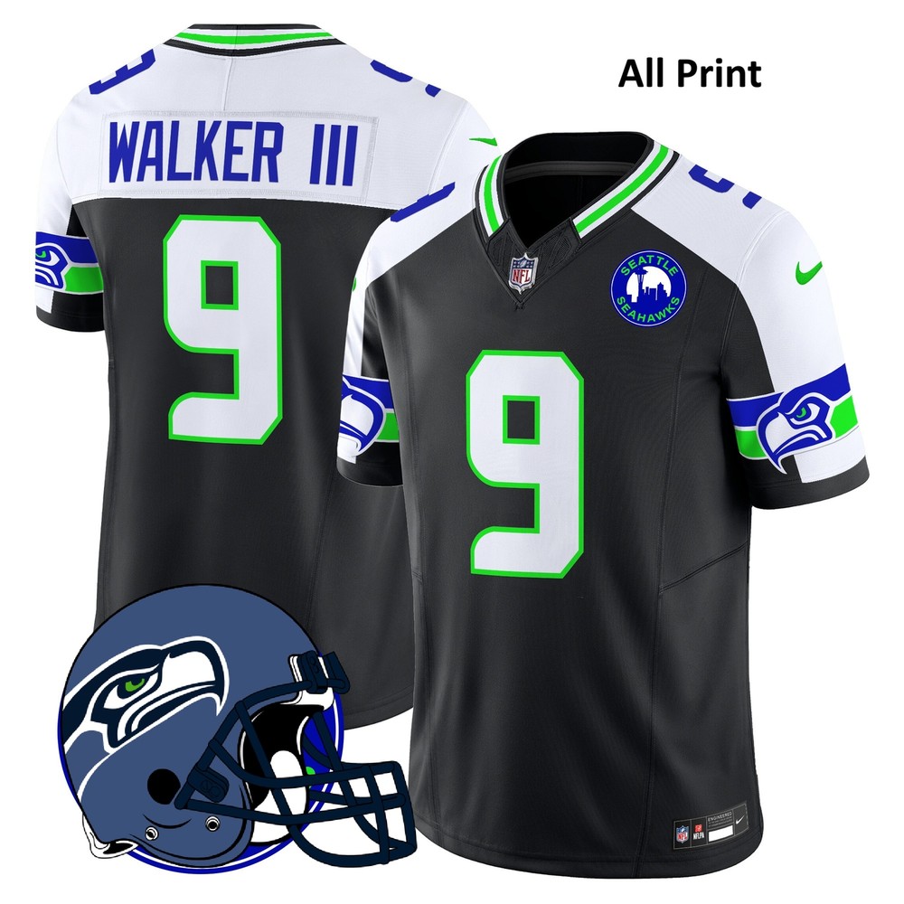 2024 Seattle Seahawks Kenneth Walker III Football Jersey with City Patch - All Print Styles