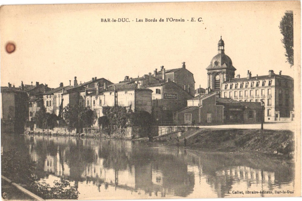 Bar-le-Duc France The Banks of the Ornain Buildings and Church Postcard