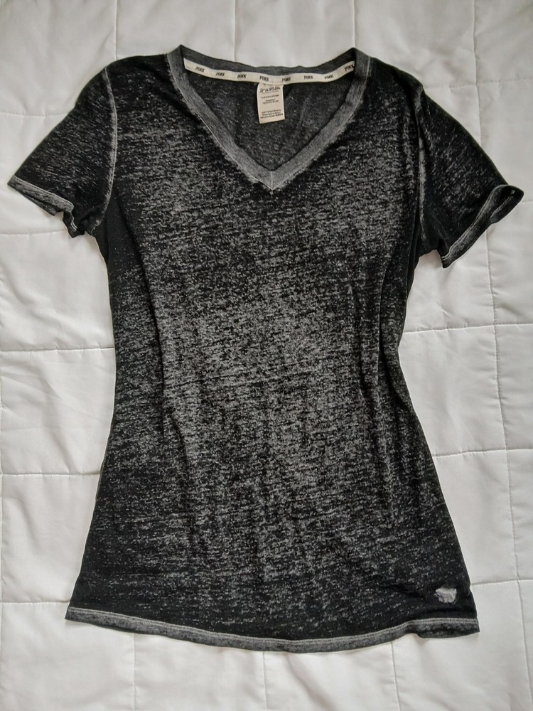 PINK Victoria’s Secret Sleepwear Black/Grey Tee Shirt Size Small