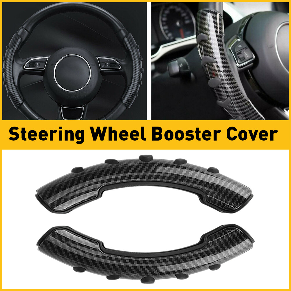 Upgrade Your Drive with 2X Universal Carbon Fiber Non-Slip Car Wheel Steering Booster Covers