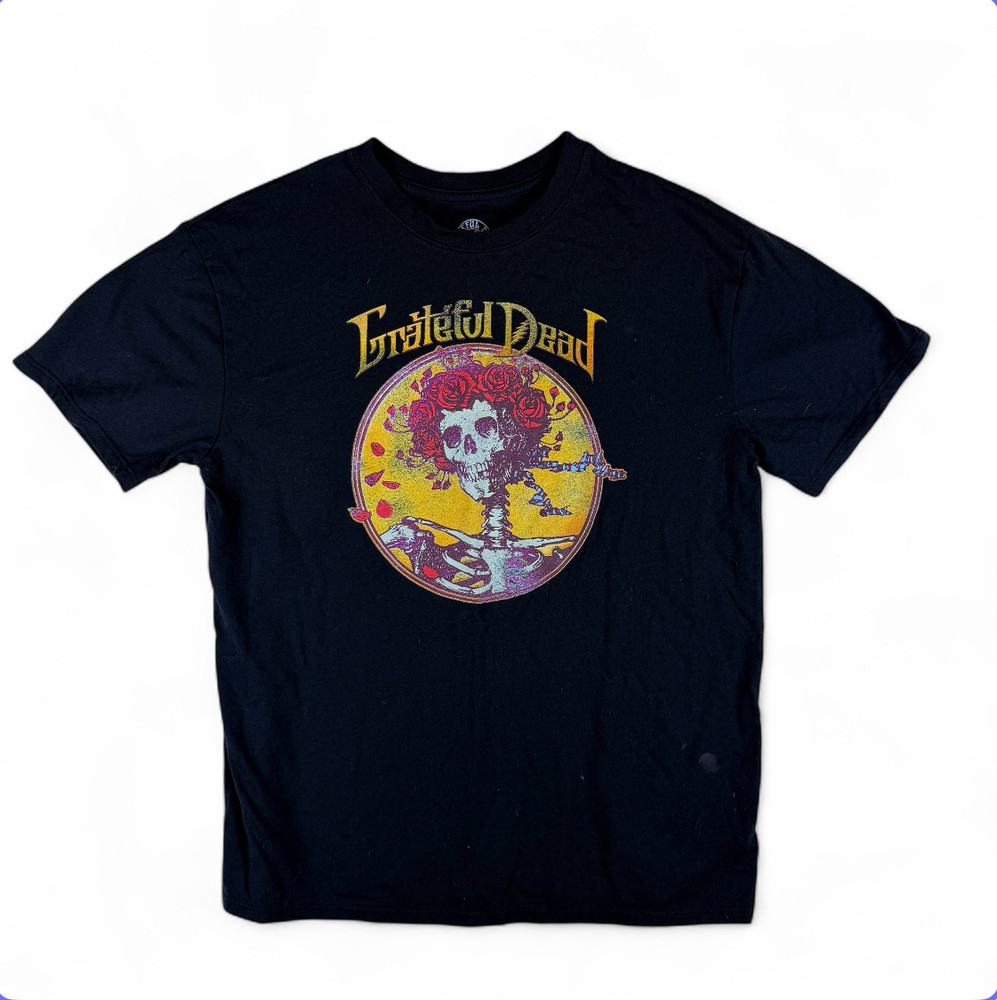 Grateful Dead Roses Skeleton T-Shirt Black Youth Large (10/12) 14x21